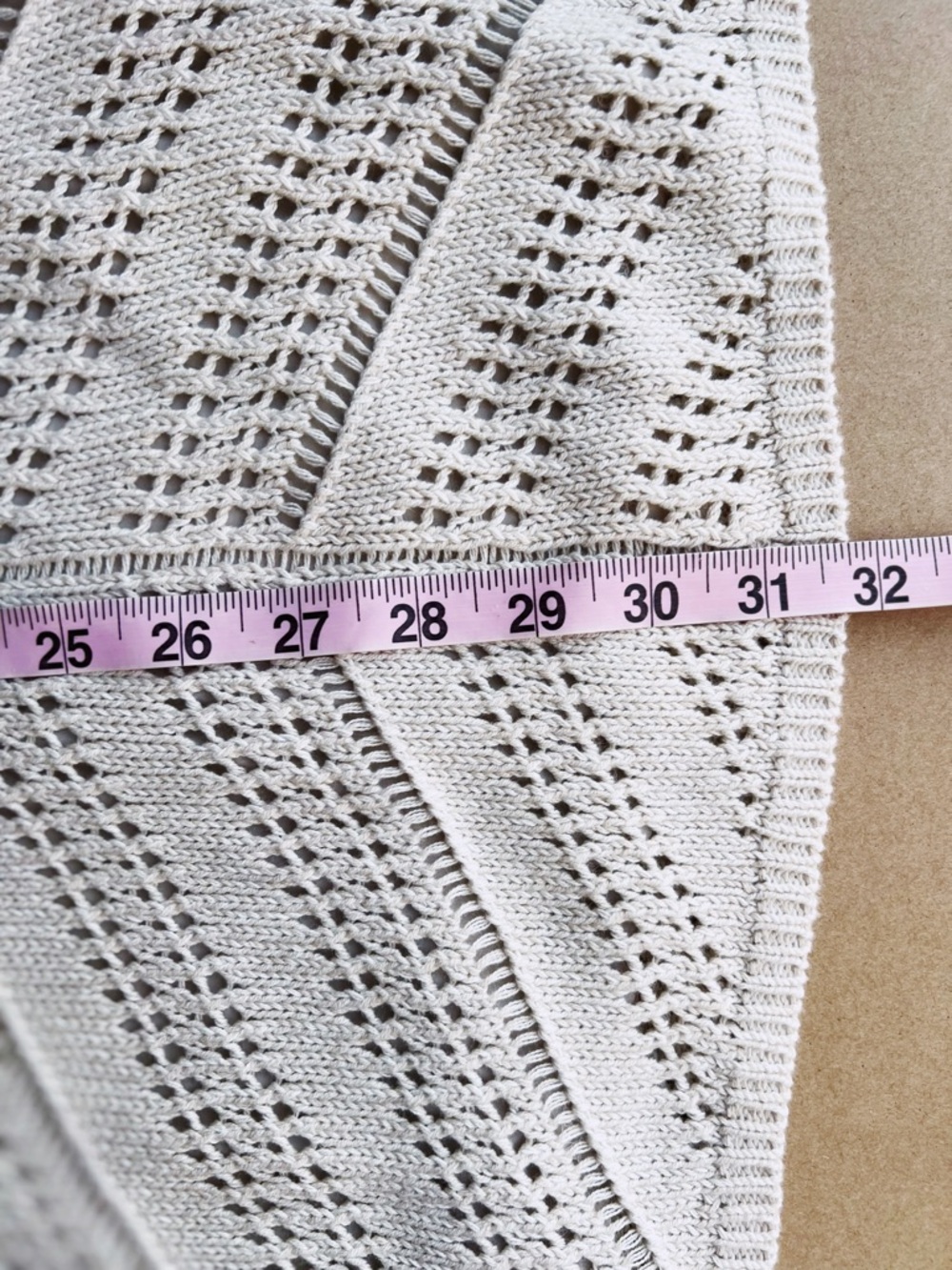 Coldwater Creek Crochet Knit Midi Skirt L Boho Cottagecore Cotton Lined Neutral - Picture 5 of 7